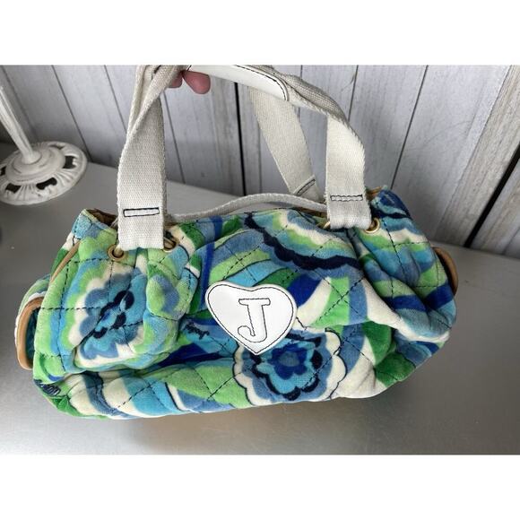 Vintage Juicy Couture Bag Satchel Handbag Y2K Terry Psychedelic Paisley Green - Picture 1 of 14